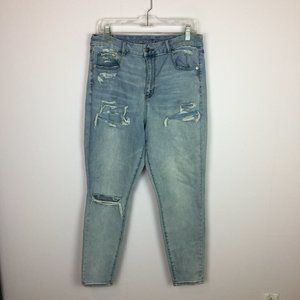American Eagle Jeans Size 16 Womans Curvy Super High Rise Jeggings Light Wash